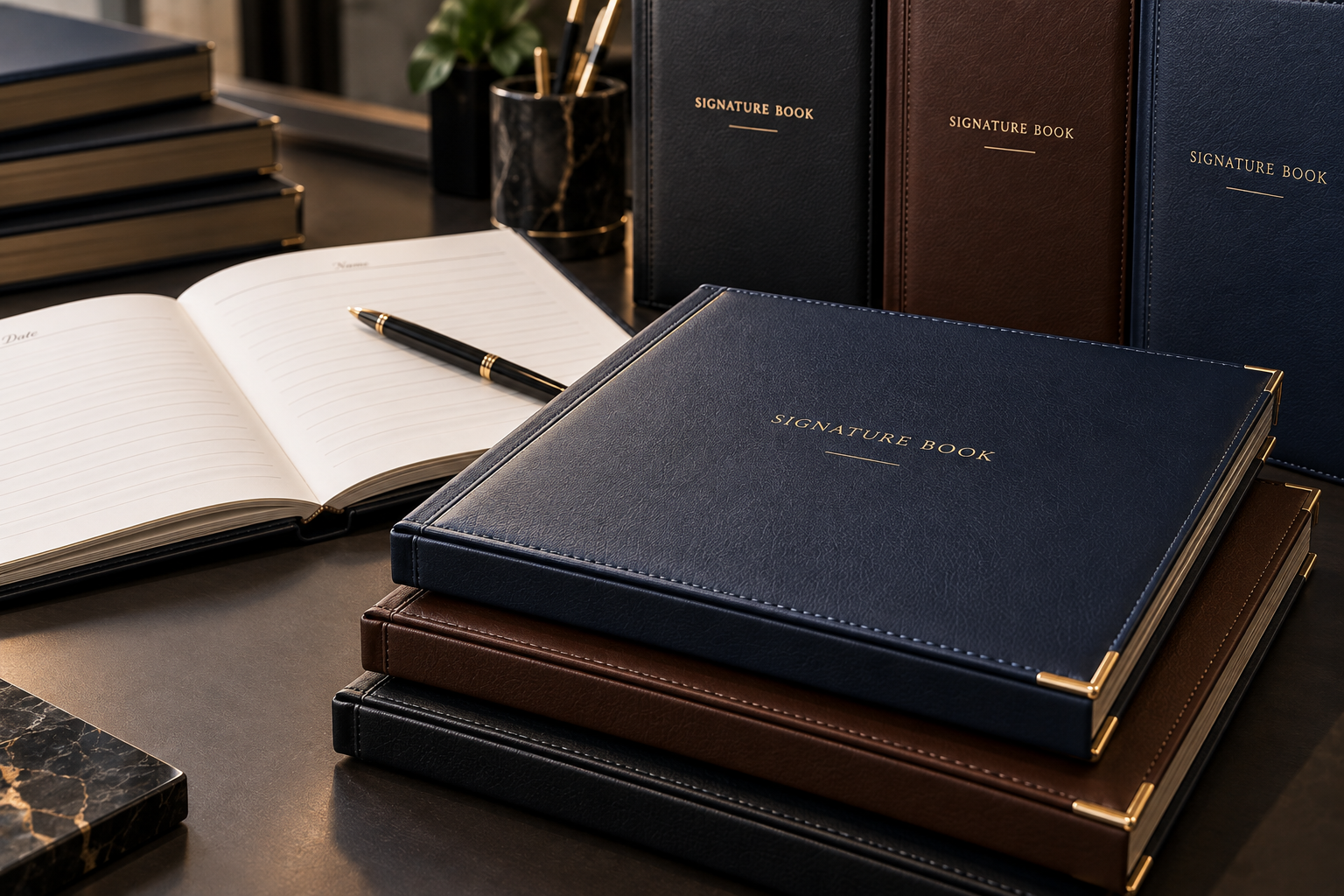 Elegant PU Leather Signature Books
